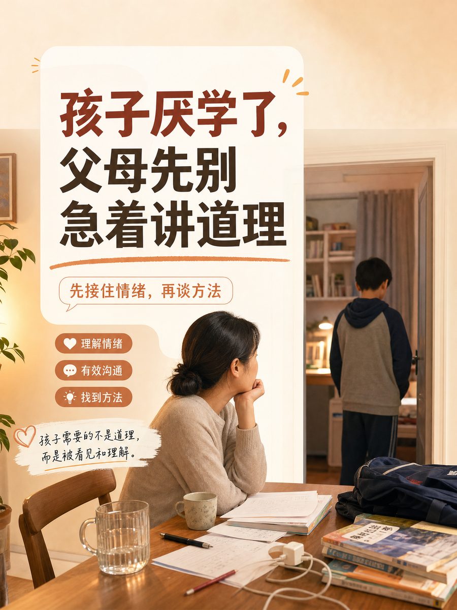 孩子厌学了，父母先别急着讲道理配图